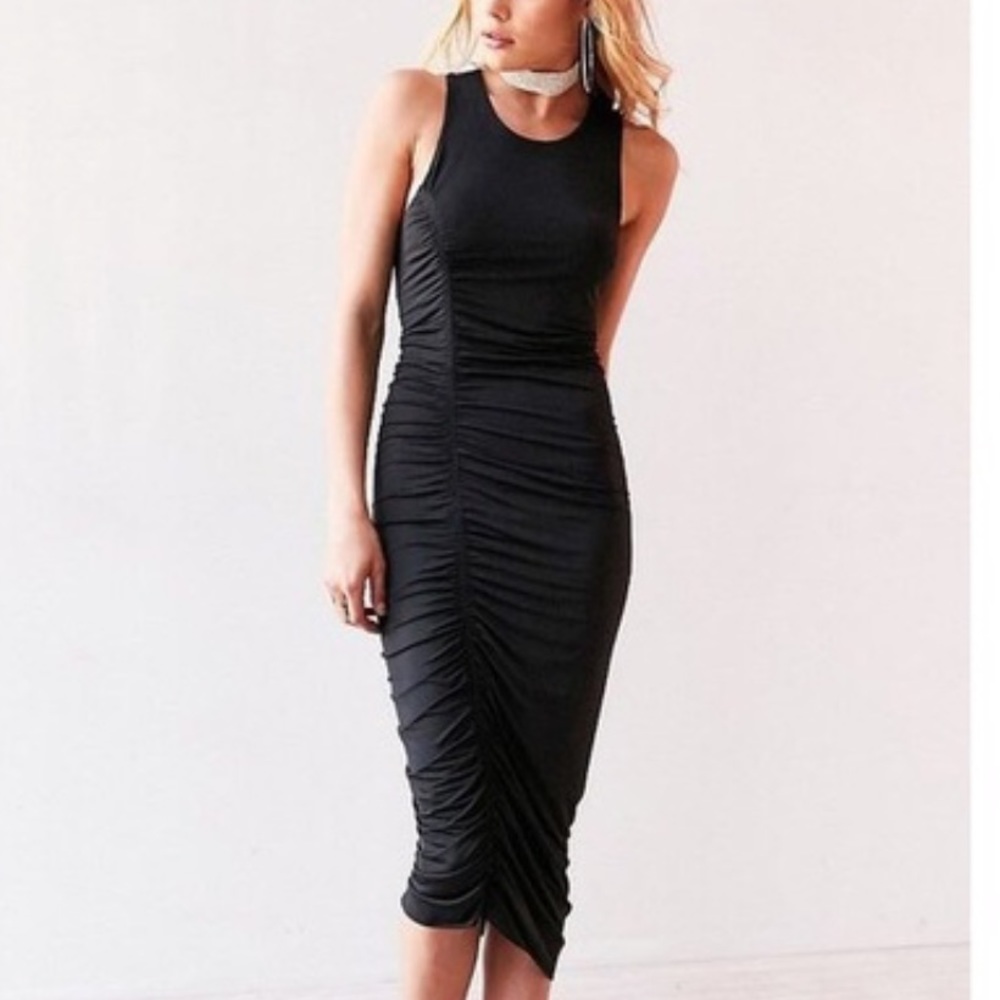 Black UO silence + noise bodycon midi dress